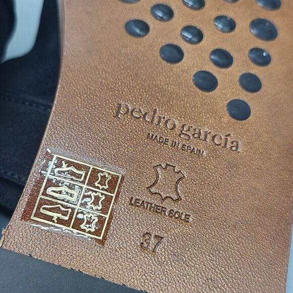 Pedro Garcia Zuly Womens Flat Sandals Slides Black Suede Leather EU 37 6.5-7 New - Picture 8 of 9